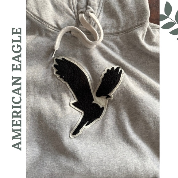 🛍️3/$40 American Eagle Outfitters Men’s XXLT Hoodie – Grey w/ Black Logo - Picture 3 of 6